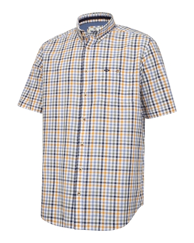 Aberdour Short Sleeve Checked Shirt (Blue/Basil/Gold)