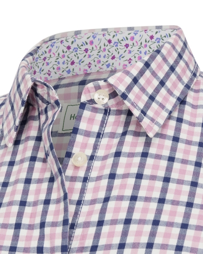 Becky II Ladies Cotton Shirt (Navy/Pink)