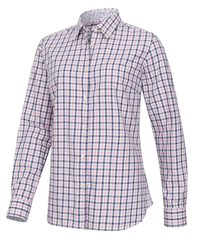 Becky II Ladies Cotton Shirt (Navy/Pink)