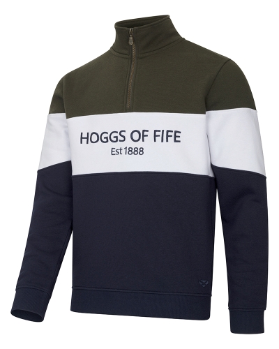 Dumfries 1888 Gents 1/4 Zip Sweatshirt (Forest/White/Navy)