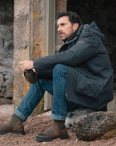 Walker Mens Long Coat (Charcoal)