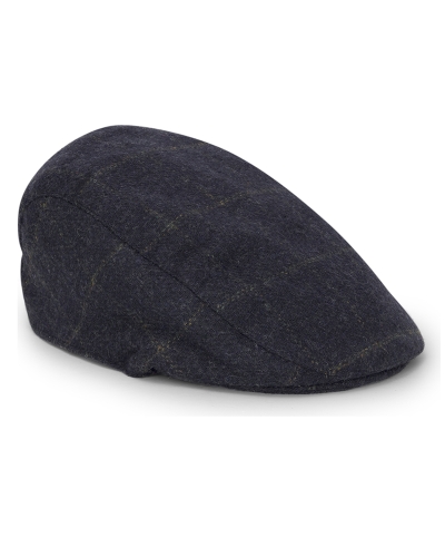 Windowpane Waterproof Tweed Cap (Navy)