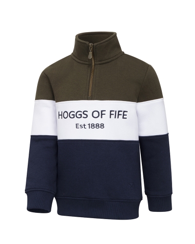 Dumfries 1888 Junior 1/4 Zip Sweatshirt (Forest/White/Navy)
