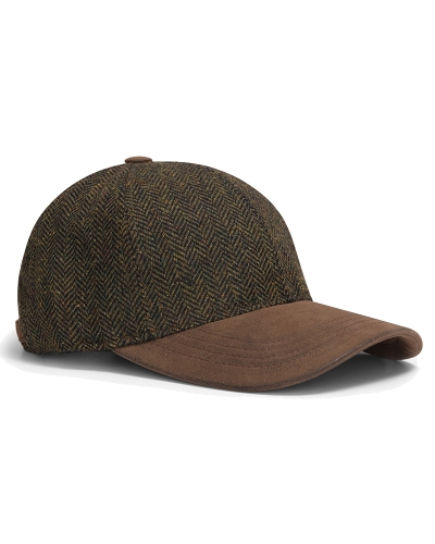 Hoggs Herringbone Tweed Baseball Cap (Green)