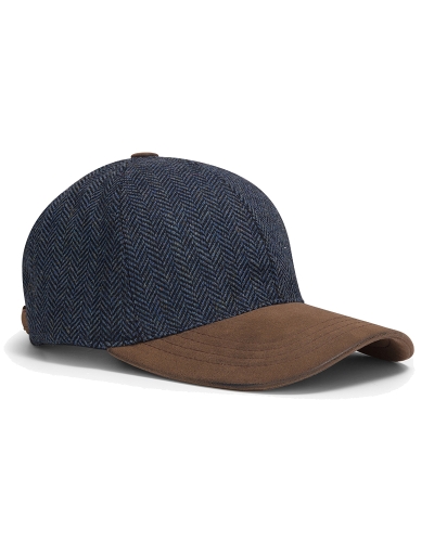 Hoggs Herringbone Tweed Baseball Cap  (Navy)