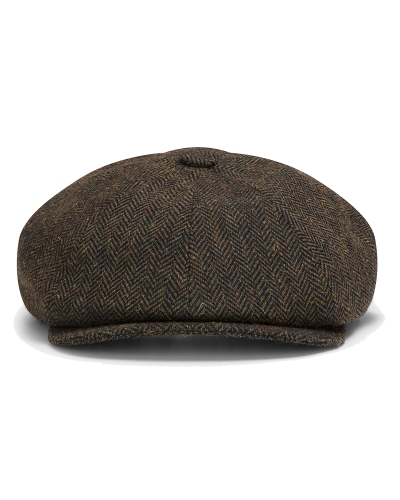 Hoggs Herringbone Tweed Baker Boy Cap (Green)