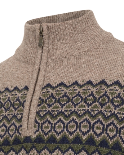 Colonsay Fair Isle 1/4 Zip Pullover (Oatmeal)